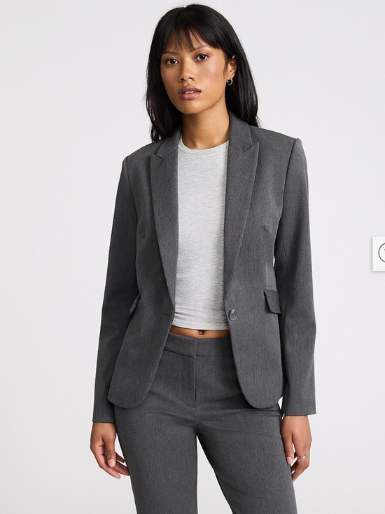 Express Jackets & Blazers - Express Editor Women’s Fitted Gray One Button Blazer with Black Lining